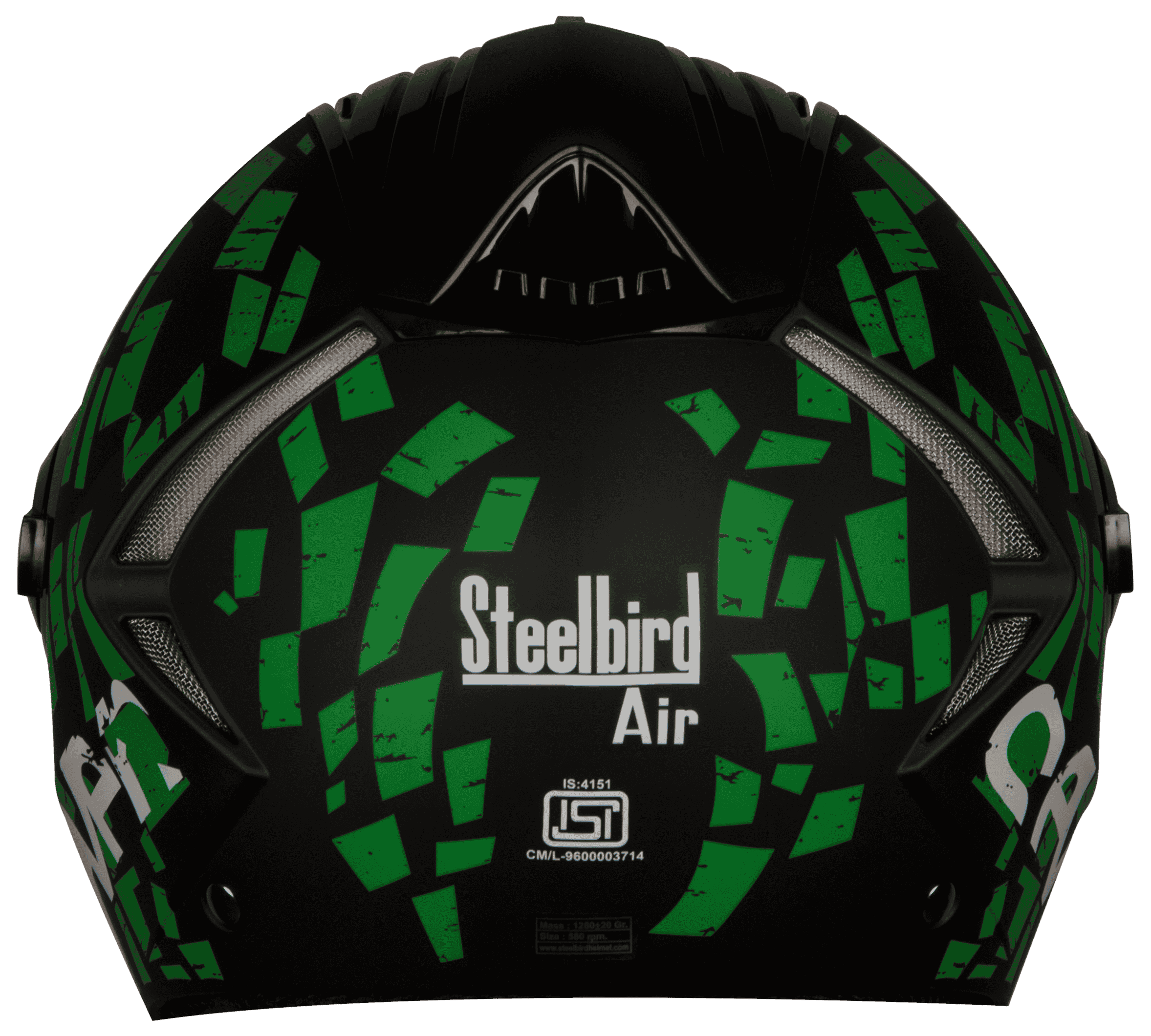 SBA-2 Seven Mat Black With Green ( Fitted With Clear Visor  Extra Silver Chrome Visor Free)